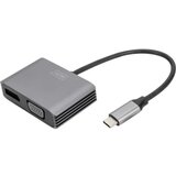 Digitus DA-70827 DisplayPort / RGB / USB-C® adapter [1x USB-C® - 2x ženski konektor DisplayPort\, ženski konektor VGA] črna zaščiten\, okrogel 0.2 m, (20641215) | Shoptok.si