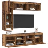 TV ormar s LED svjetlima 7 pcs Staro drvo Konstruirano drvo | shoptok.hr