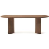 Kave Home Okrogla jedilna miza z mizno ploščo v orehovem dekorju 100x200 cm Nealy – | Shoptok.si