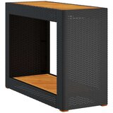 vidaXL Vrtna miza z leseno mizno ploščo črna 100x40x75 cm poli ratan | Shoptok.si
