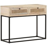 vidaXL Konzolna mizica 100x35x76 cm trden mangov les in naravni trst | Shoptok.si