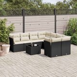  9-dijelni set vrtnih sofa s jastucima crni od poliratana Cijene