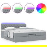 vidaXL Otomanski krevet s madracem&LED svijetlosivi 180x200cm tkanine | shoptok.hr