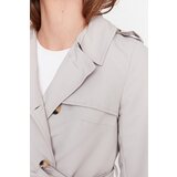 Trendyol Stone Belted Button Closure Fit Pattern Trench Coat | Shoptok.si