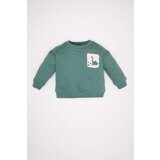 Defacto Baby Boy Crew Neck Dinosaur Printed Soft Furry Thin Sweatshirt Cene