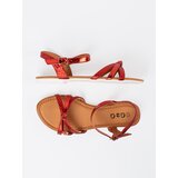Shelvt Red sandals with an animal motif | Shoptok.si