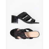 Shelvt Black braided heeled sandals | shoptok.hr