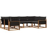 vidaXL Zunanja garnitura za sedenje z blazino 6 pcs Naravna in črna, (5000273048) | Shoptok.si