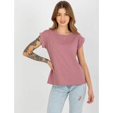 Fashion Hunters Women's basic T-shirt with round neckline - pink Cene