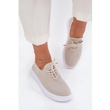 Boto Fabric Slip On Sports Shoes On Platform Ladies Beige Kalyra | Shoptok.si