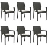  7-dijelni vrtni blagovaonski set s jastucima crni od poliratana Crna Dužina stola 200 cm | Shoptok.si