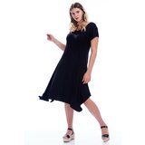 Şans Women's Plus Size Black Back Detailed Viscose Dress Cene