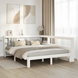 vidaXL Knjižna postelja brez ležišča bela 140x190 cm trdna borovina | Shoptok.si