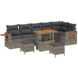  9-delni vrtni set kavčev z blazinami siv poli ratan akacija | Shoptok.si
