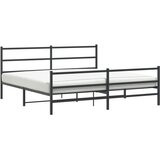 Furnova Kovinski posteljni okvir z vzglavjem in vznožjem črn 193x203 cm, (21939857) | Shoptok.si