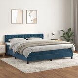 vidaXL Box spring postelja z vzmetnico temno modra 160x200 cm žamet Cene
