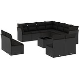  12-dijelni set vrtnih sofa od poliratana s jastucima crni | shoptok.hr