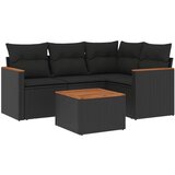 Maison Chic Seti vrtnega pohištva - Vrtna garnitura - Vrtni pohištvo set 5-delna z blazinami črn poli ratan, (21816340) | Shoptok.si