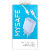 MySafe 20 - Zidna punjač L77 Tip C + Kabel Tip C - 1m - Bijela | shoptok.hr