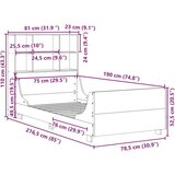  Krevet s regalom za knjige bez madraca 75 x 190 cm masivno drvo | shoptok.hr