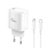  Kućni punjač KONFULON JK91+DC66 PD20W sa PD kablom Type C na iPhone lightning beli Cene