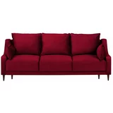 Mazzini Sofas Rdeča žametna raztegljiva sedežna garnitura s prostorom za shranjevanje Freesia, 215 cm