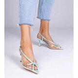 Gemre Green Transparent Stiletto Sandals with Rhinestones Kloksi | ePonuda.com