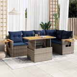  6-dijelni set vrtnih sofa poliratan i bagrem s jastucima sivi | shoptok.hr