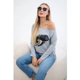 Kesi Printed blouse with a longer back in grey | shoptok.hr