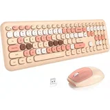 Retro set bežična tastatura i miš 666 bež