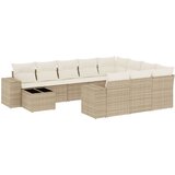 Maison Chic Seti vrtnega pohištva - Vrtna garnitura - Vrtni pohištvo set 11-delna z blazinami bež poli ratan, (21811583) | Shoptok.si