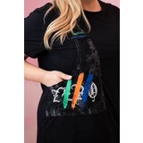 Kesi Włoski Plus Size women's cotton dress with pockets and inscriptions black | Shoptok.si