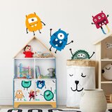 Ginger Home Komplet 4 komada naljepnice MONSTER za dekoraciju dječje sobe, zida, prozora, namještaja | shoptok.hr