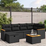  7-dijelni set vrtnih sofa od poliratana s jastucima crni Crna 62 x 62 x 69 cm | shoptok.hr