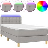 Krevet box spring s madracem LED svjetlosivi 100x200 cm tkanina | shoptok.hr