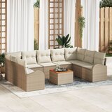 vidaXL 10-dijelni vrtni set sofa s jastučićima bež poli ratan akacija Cijene