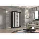 ADRK Klizni ormar KEITA s ogledalom i lacobel staklom 120 cm - CRNA-BIJELA | shoptok.hr