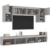  6-dijelni zidni TV elementi s LED svjetlima boja sivog hrasta | Eponuda.com