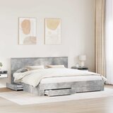  Krevetna konstrukcija s ladicama Betonski sivi 200 x 200 cm | shoptok.hr