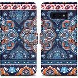 Cadorabo Ohišje, združljiv s Samsungom - Design Blue Mandala št. 1 - Zaščitni pokrov z magnetnim zapiranjem, funkcijo stojala in režo za kartico, (20591202)