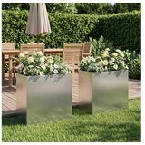vidaXL Vrtna saksija 2 kom. Srebrna 50 x 30 x 50 cm Nehrđajući čelik - Nehrđajući čelik 50 x 30 x 50 cm 2 | shoptok.hr