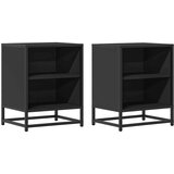 vidaXL Nočna omarica 2 kosa črna 40x31x50 cm inž. les in kovina | Shoptok.si