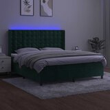 Krevet box spring s madracem LED tamnozeleni 180x200 cm baršun - Tamnozelena 180 x 200 cm gumbi | shoptok.hr