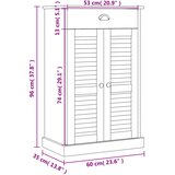 Ormarić za cipele VIGO bijeli 60x35x96 cm od masivne borovine | shoptok.hr