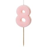 PARTY DECO svečka za rojstni dan številka 8, svetlo roza, 5,5 cm | Shoptok.si