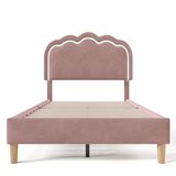 Lumor Postelja 90x190 cm, oblazinjena iz lana - Z LED in lesenimi letvicami - Roza, (22156209) | Shoptok.si