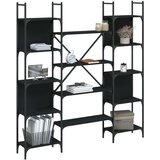 vidaXL Knjižna polica črna 155,5x24x166,5 cm inženirski les | Shoptok.si