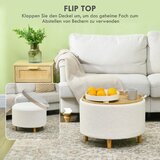  Tabure tapecirani stolac plišani flis skriveni prostor za pohranu dvostrani poklopac 56 cm x 56 cm x 42 cm bijela | shoptok.hr