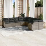 vidaXL 10-dijelni set vrtnih sofa od poliratana s jastucima sivi | shoptok.hr