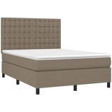  Box spring postelja z vzmetnico taupe 140x190 cm blago, (20895136) | Shoptok.si